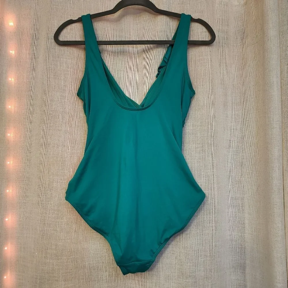 Lauren Ralph Lauren Teal Onepiece With Ruffles